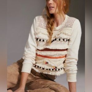 Anthropologie fringed sweatshirt